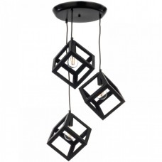 Φωτιστικό Κρεμαστό 3xE27 230V σε Ροζέτα Μαύρο 4400-3-BL